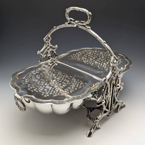 英國古董銀盤貝殼式餅乾保溫器 Walker and Hall